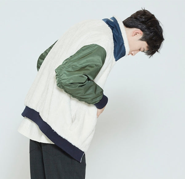 ロマンティッククラウン(ROMANTIC CROWN) COLOR SCHEME FLEECE JACKET_KHAKI