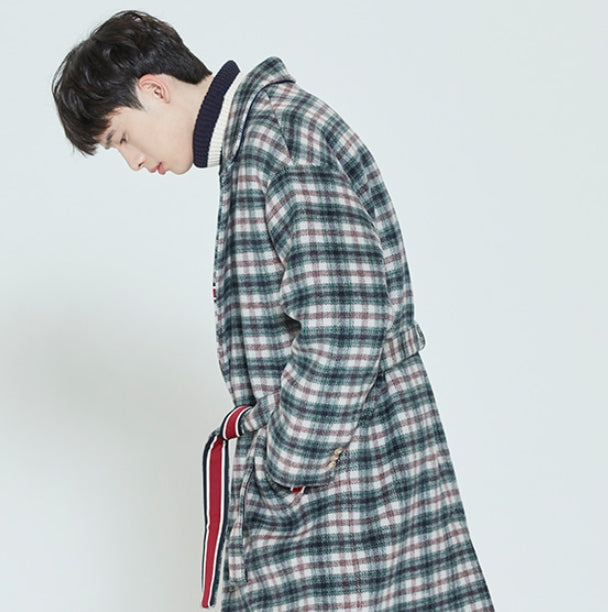 ロマンティッククラウン(ROMANTIC CROWN) CLASSIC CHECK WOOL COAT_OATMEAL