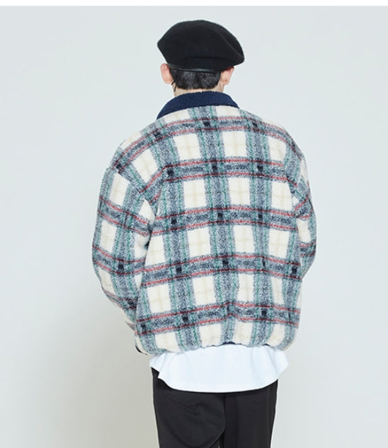 ロマンティッククラウン(ROMANTIC CROWN) CLASSIC CHECK FLEECE JACKET_OATMEAL