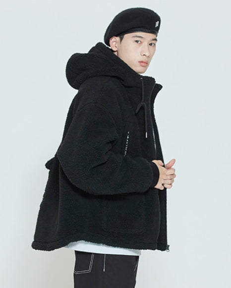ロマンティッククラウン(ROMANTIC CROWN) HEAVY FLEECE HOODIE PARKA_BLACK