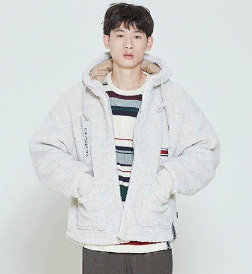 ロマンティッククラウン(ROMANTIC CROWN) HEAVY FLEECE HOODIE PARKA_MELANGE IVORY