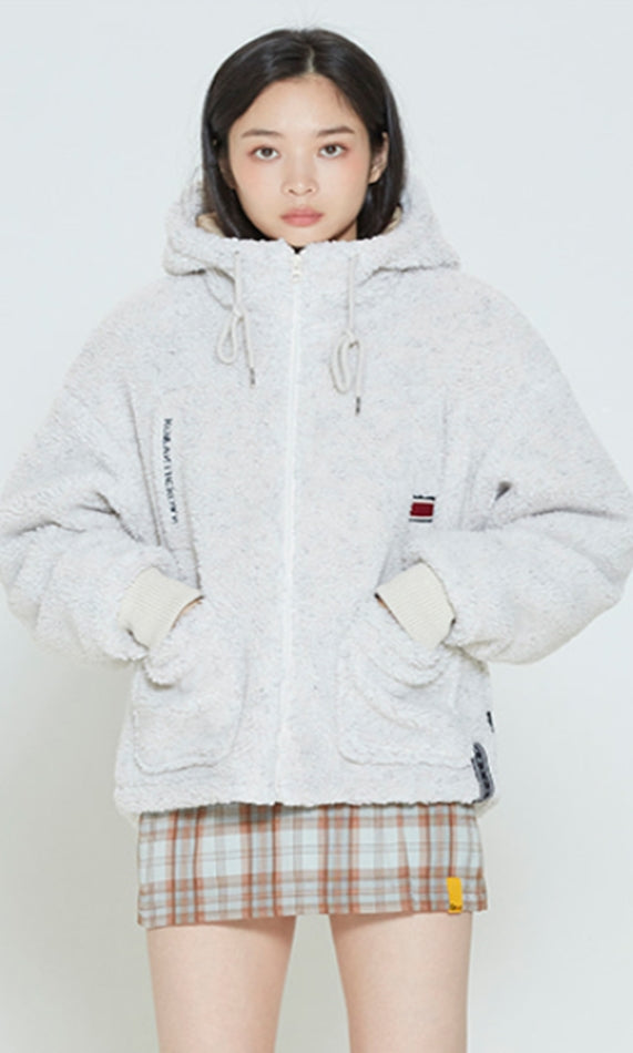 ロマンティッククラウン(ROMANTIC CROWN) HEAVY FLEECE HOODIE PARKA_MELANGE IVORY