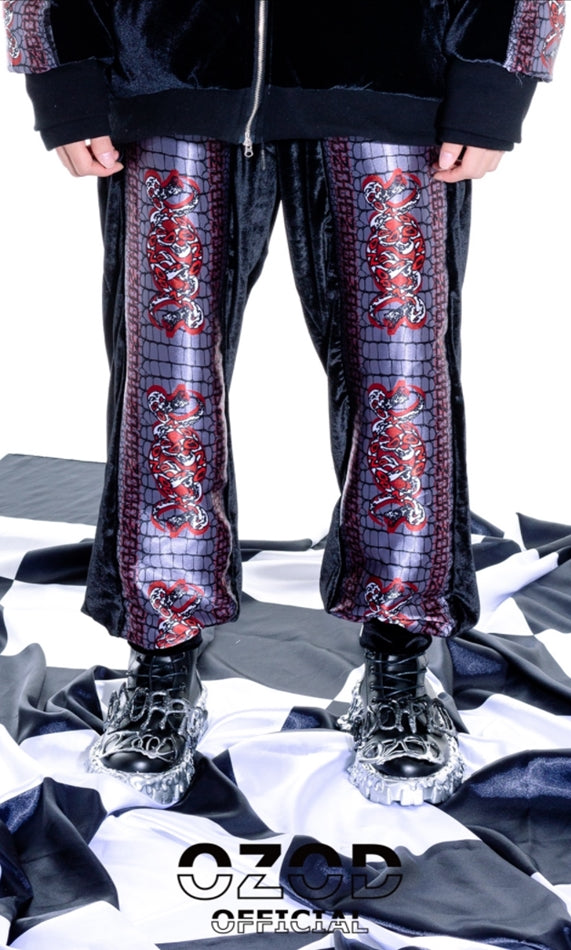 オージーオーディー(OZOD) velvet snake pants_black