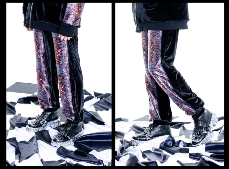 オージーオーディー(OZOD) velvet snake pants_black