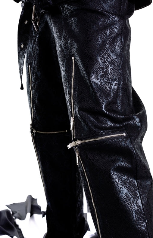 オージーオーディー(OZOD) phyton zipper pants_black