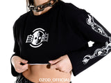 オージーオーディー(OZOD) freewill sleeve crop top_black