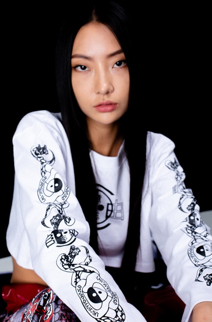 オージーオーディー(OZOD) freewill sleeve crop top_white