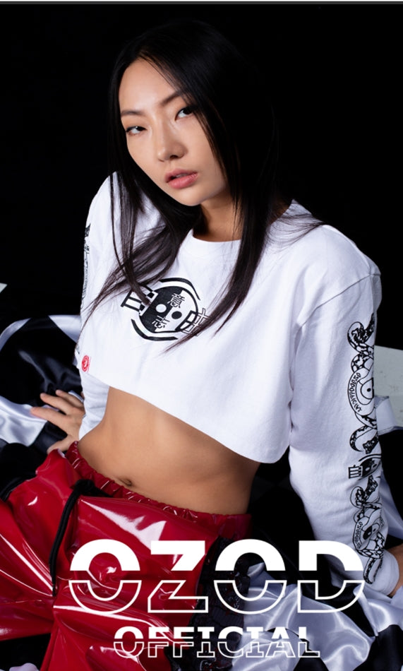 オージーオーディー(OZOD) freewill sleeve crop top_white