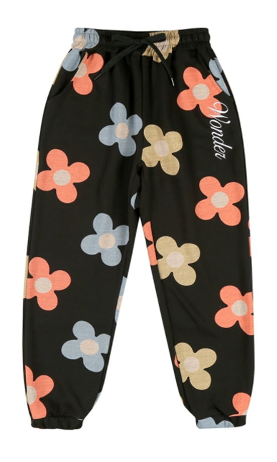 원더비지터(WONDER VISITOR) Flower pattern training pants [Black]