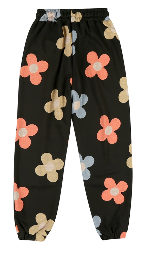 원더비지터(WONDER VISITOR) Flower pattern training pants [Black]