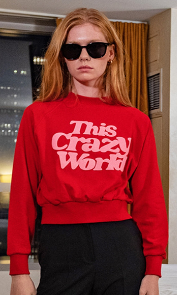 원더 비지터(WONDER VISITOR) TCW crop sweatshirt [Red]