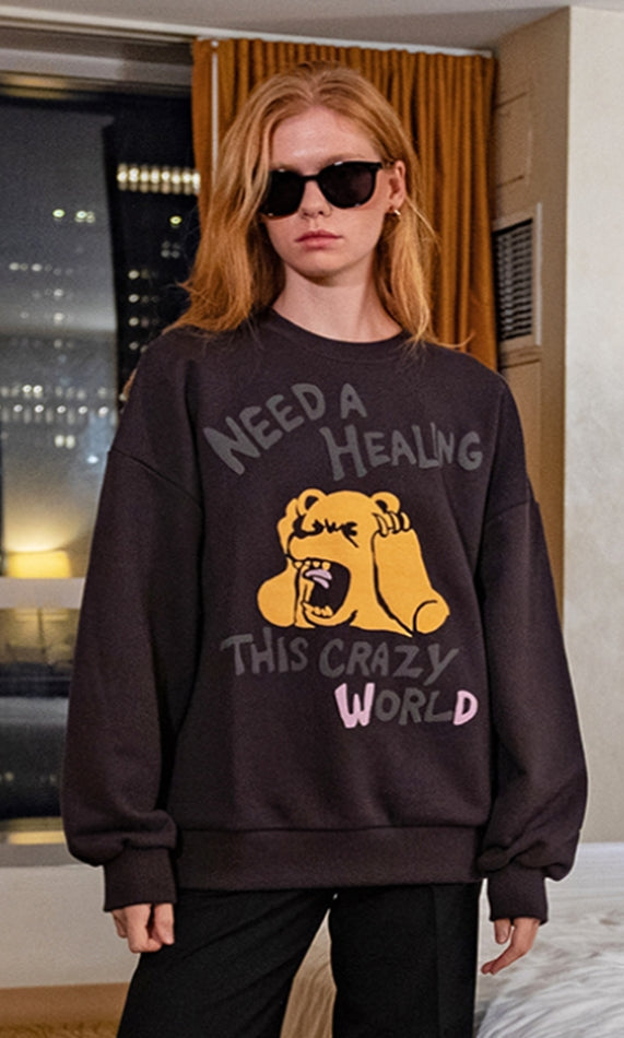 원더 비지터(WONDER VISITOR) TCW bear heavy sweat-shirt [Grey]