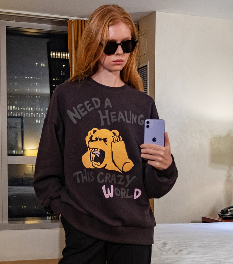 원더 비지터(WONDER VISITOR) TCW bear heavy sweat-shirt [Grey]