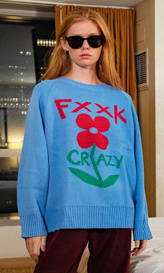 ワンダービジター(WONDER VISITOR)   TCW Flower Jacquard Knit [Blue]