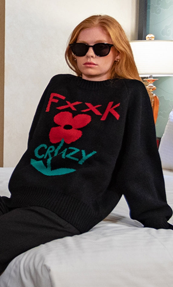 ワンダービジター(WONDER VISITOR)    TCW Flower Jacquard Knit [Black]