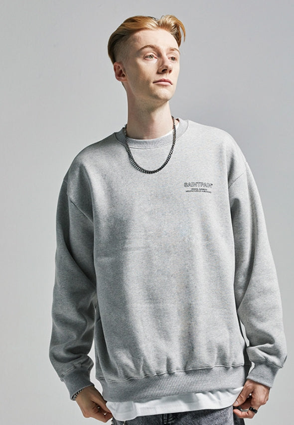 セイントペイン(SAINTPAIN)  SP Out Line Logo Crew Neck-Gray