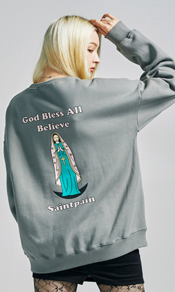 セイントペイン(SAINTPAIN) SP Our Lady Crew Neck-Khaki