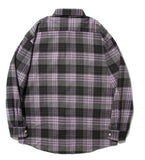 セイントペイン(SAINTPAIN)  SP Loose Fit Panel Check Shirts-Purple