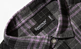 セイントペイン(SAINTPAIN)  SP Loose Fit Panel Check Shirts-Purple