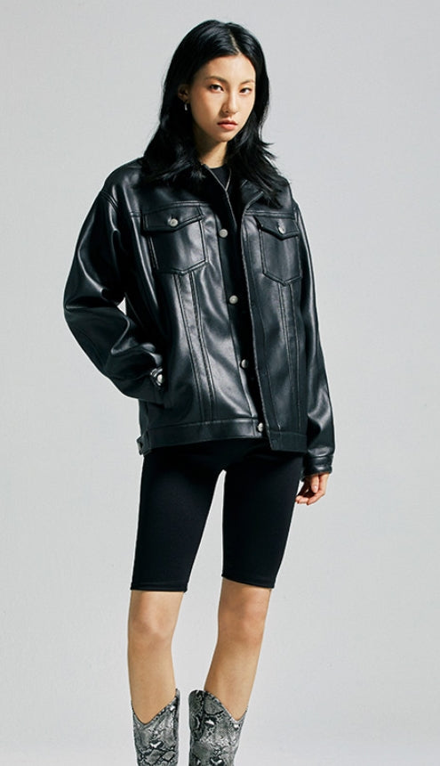 セイントペイン(SAINTPAIN) SP Fleather Trucker Jacket-Black