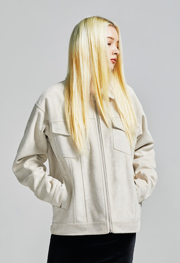 セイントペイン(SAINTPAIN) SP Suede Trucker Jacket-Ivory