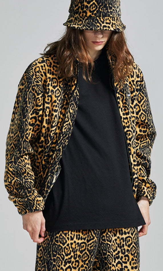 セイントペイン(SAINTPAIN) SP Leopard Fleece Zip Up Jacket-Yellow