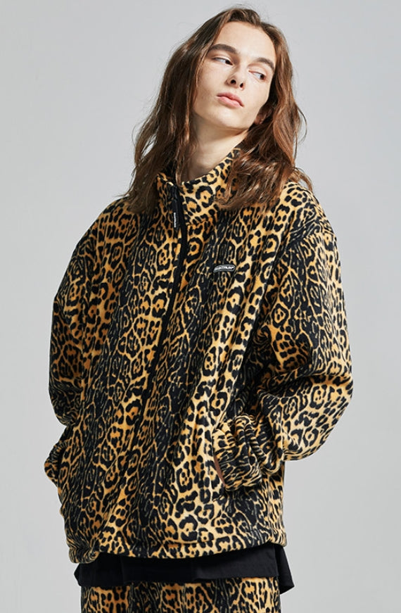 セイントペイン(SAINTPAIN) SP Leopard Fleece Zip Up Jacket-Yellow