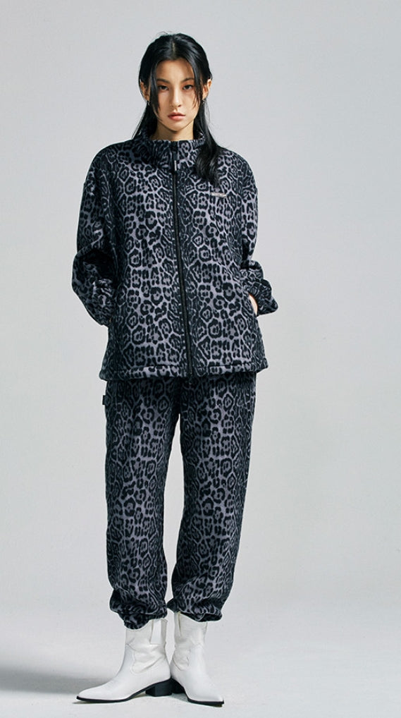 セイントペイン(SAINTPAIN) SP Leopard Fleece Zip Up Jacket-Gray