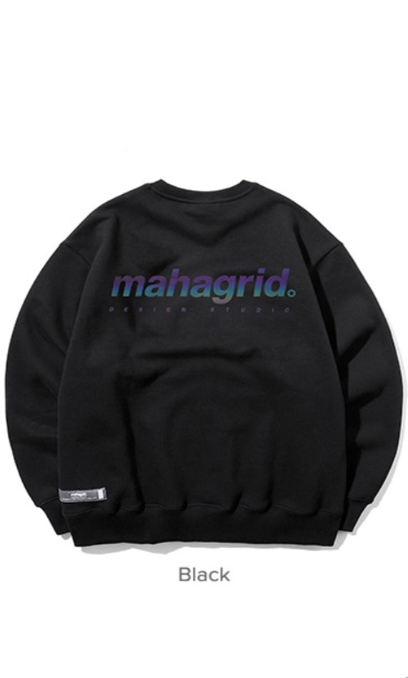 mahagrid (マハグリッド)  RAINBOW REFLECTIVE LOGO CREWNECK [BLACK]