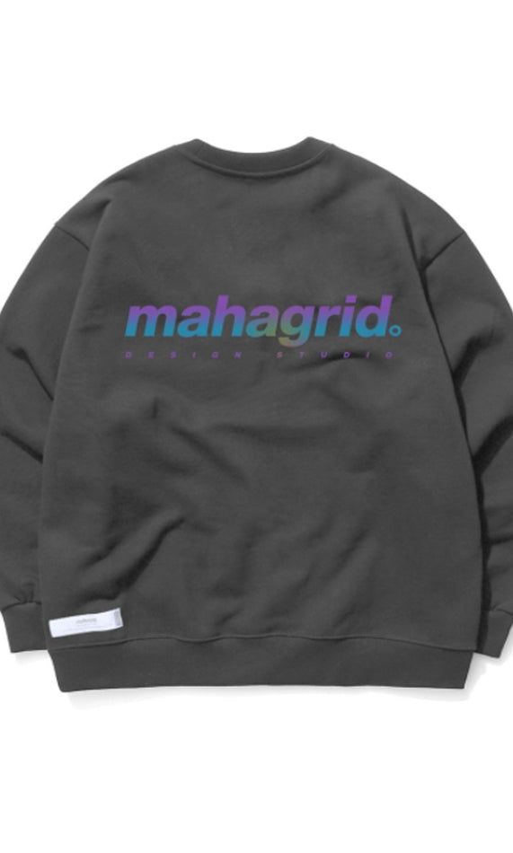 mahagrid (マハグリッド)  RAINBOW REFLECTIVE LOGO CREWNECK [CHARCOAL]