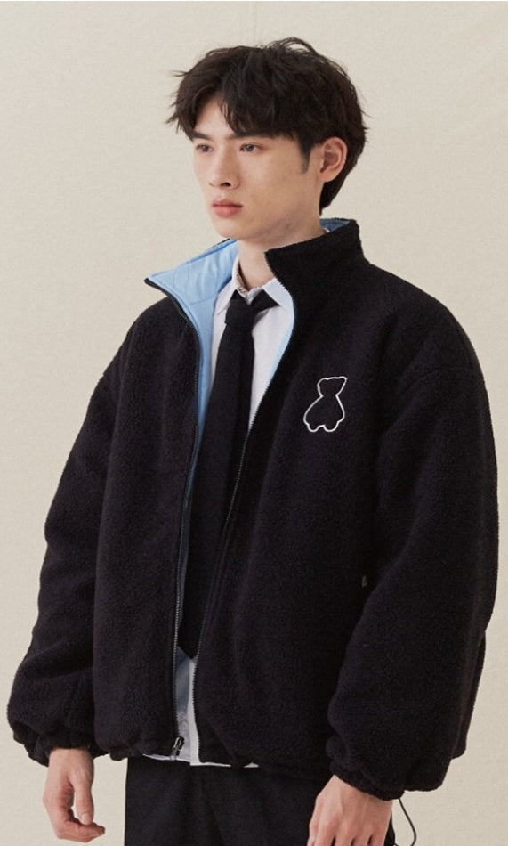 AQO_studiospace(アコスタジオスペース) AQO BEAR REVERSIBLE FLEECE JACKET BLACK