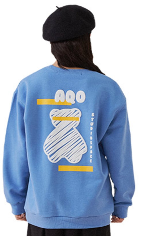 AQO_studiospace(アコスタジオスペース) AQO BEAR SWEATSHIRTS BLUE