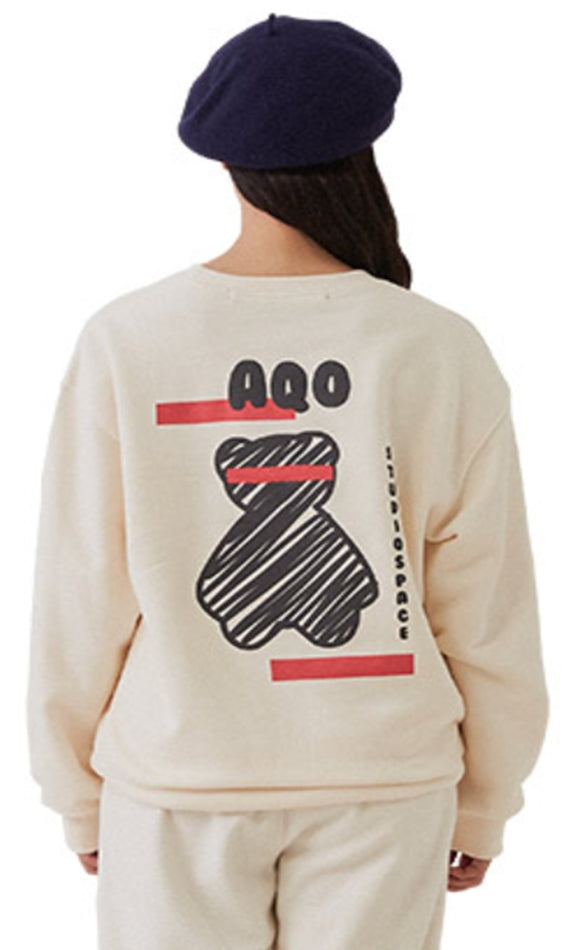AQO_studiospace(アコスタジオスペース) AQO BEAR SWEATSHIRTS IVORY