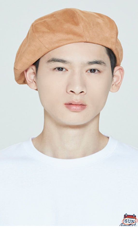 ロマンティッククラウン(ROMANTIC CROWN)  LAUREL LOGO SUEDE NEWS BOY CAP_BROWN