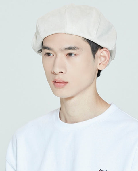 ロマンティッククラウン(ROMANTIC CROWN)  LAUREL LOGO SUEDE NEWS BOY CAP_OATMEAL