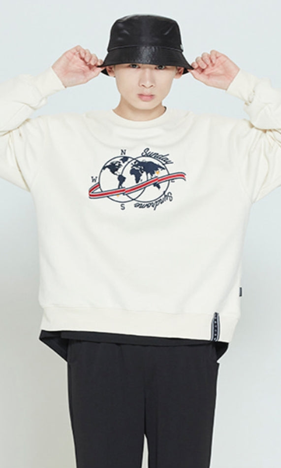 ロマンティッククラウン(ROMANTIC CROWN) LUGGAGE TAG SWEATSHIRT_OATMEAL