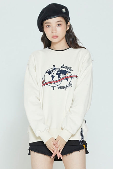ロマンティッククラウン(ROMANTIC CROWN) LUGGAGE TAG SWEATSHIRT_OATMEAL
