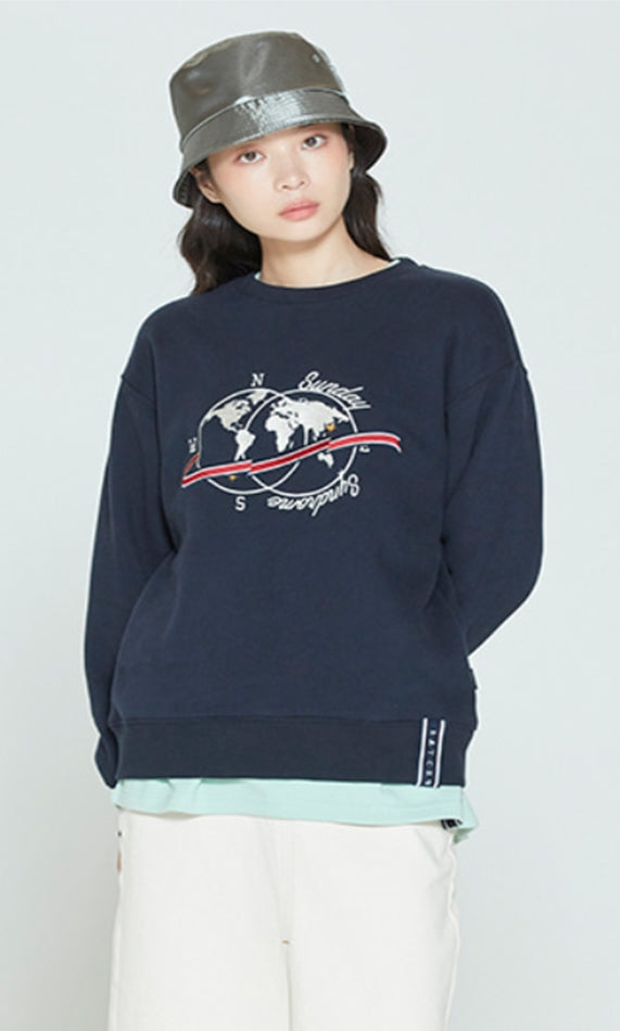 ロマンティッククラウン(ROMANTIC CROWN) LUGGAGE TAG SWEATSHIRT_NAVY
