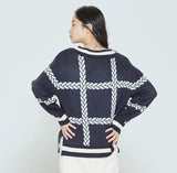 ロマンティッククラウン(ROMANTIC CROWN)  SUNDAY SYNDROME CHAIN KNITWEAR_NAVY