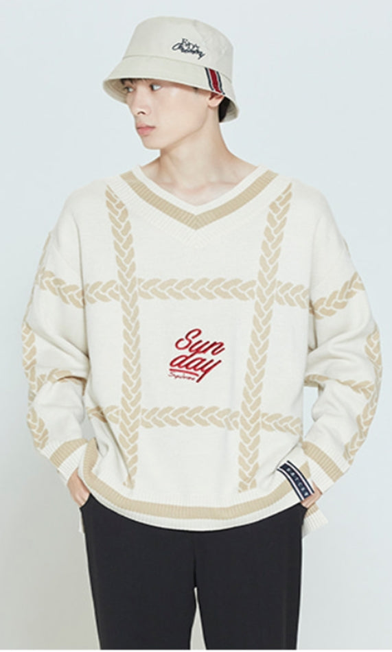 ロマンティッククラウン(ROMANTIC CROWN)  SUNDAY SYNDROME CHAIN KNITWEAR_OATMEAL