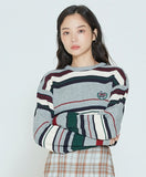 ロマンティッククラウン(ROMANTIC CROWN)  STRIPED RIBBED KNITWEAR_GREY