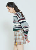 ロマンティッククラウン(ROMANTIC CROWN)  STRIPED RIBBED KNITWEAR_GREY