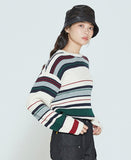 ロマンティッククラウン(ROMANTIC CROWN)  STRIPED RIBBED KNITWEAR_OATMEAL