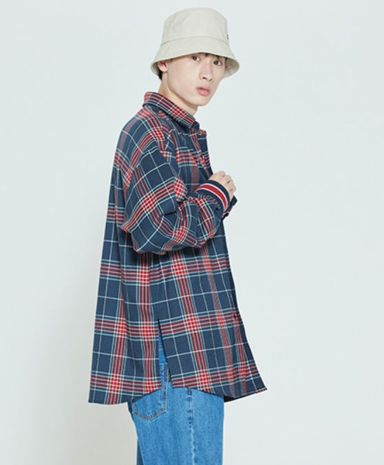 ロマンティッククラウン(ROMANTIC CROWN)  CROSS CHECK CUFFS SHIRT_NAVY