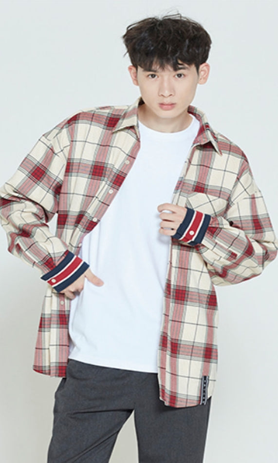 ロマンティッククラウン(ROMANTIC CROWN)  CROSS CHECK CUFFS SHIRT_OATMEAL