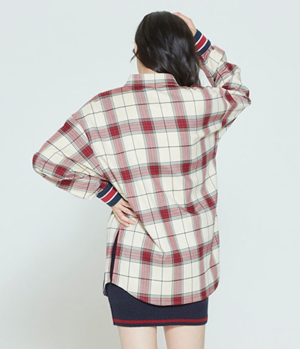ロマンティッククラウン(ROMANTIC CROWN)  CROSS CHECK CUFFS SHIRT_OATMEAL