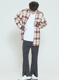ロマンティッククラウン(ROMANTIC CROWN)  CROSS CHECK CUFFS SHIRT_OATMEAL