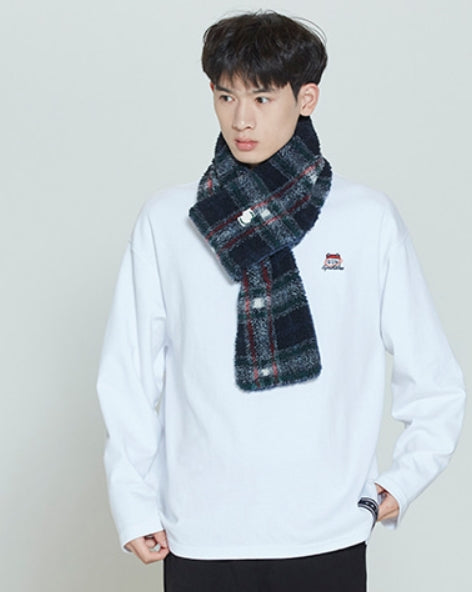 ロマンティッククラウン(ROMANTIC CROWN) CHECK FLEECE MUFFLER_NAVY