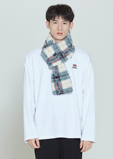 ロマンティッククラウン(ROMANTIC CROWN) CHECK FLEECE MUFFLER_OATMEAL