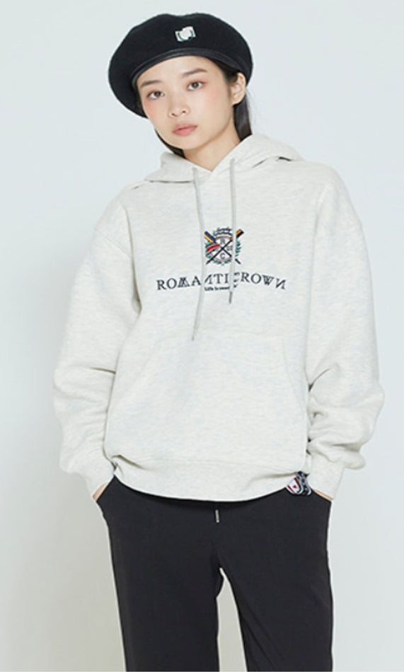 ロマンティッククラウン(ROMANTIC CROWN) RMTCRW PADDLING LOGO HOODIE_MELANGE IVORY